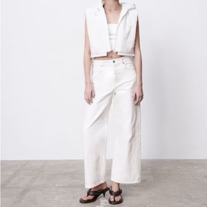 Zara white high-rise wide leg cropped jeans size US 2 never worn